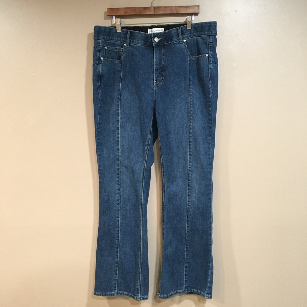 Cato Contour Fit Hi-Rise Bootcut Jeans Womens 18W Blue Denim Front Seam Country